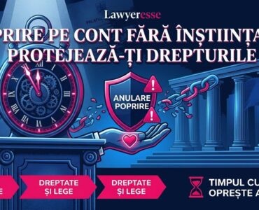 Anulare Poprire Cont Fără Înștiințare - Scut Juridic Lawyersse blochează poprirea pe un cont bancar și ridică sechestrul, simbolizând anularea popririi pe cont fără înștiințare de către Lawyersse.
